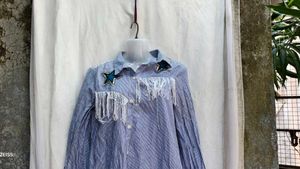 5412. Striped Fringe Shirt Dress