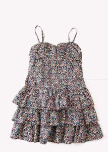 Express Blue Green Yellow Floral Cotton Spaghetti