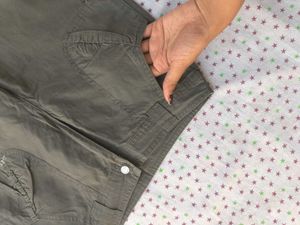 Olive Green Straight Pants For Women