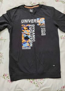 DNMX Charcoal full sleeve Graphic Print T-shirt