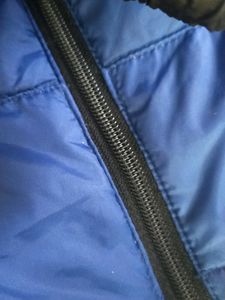Blue Puffer Jacket Branded Black And Logo