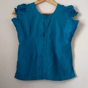 Blue &amp; Gold Lehanga Blouse Set