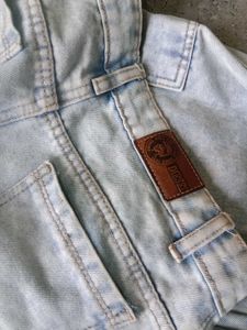 Wide Leg Cargo Jeans With Bow Detailing