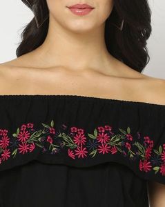 Floral Embroidered Off-Shoulder Dress