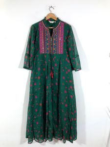 Dark Green Printed Dress(Women’s)