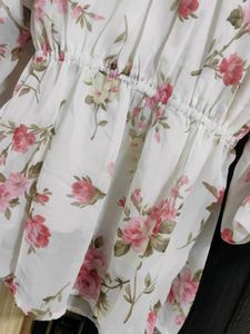 Floral White Chiffon Top