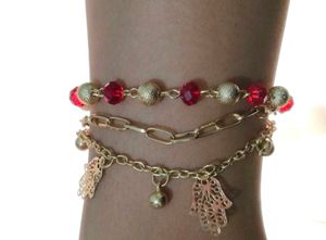 Layered Gold Charm Bracelet Set