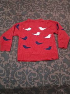 Red Bird Print Sweater