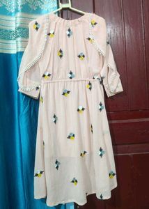 Pink Floral Embroidered Dress