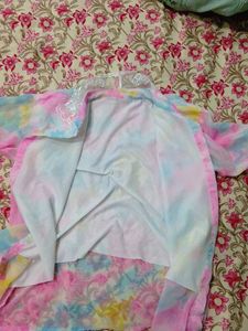 Tie-dye Lace Collar Top