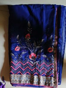 Embroidered Blue Saree