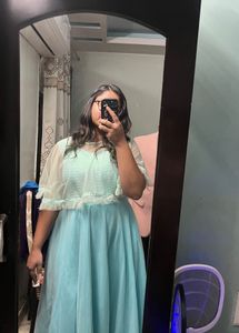 Blue Princess Gown With Poncho