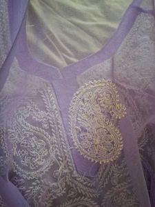 Lavender Embroidered Kurta, Back Side Added