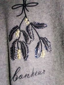 Gray Embellished Knit Sweater