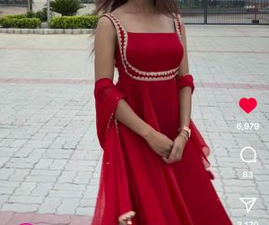 Elegant Red Anarkali Dress