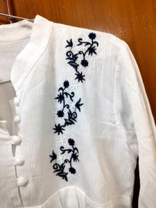 White Ethnic Peplum Kurti