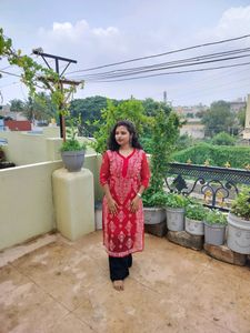 Red Chickenkari Kurti