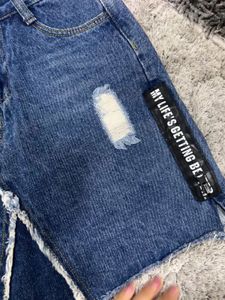 Distressed Denim Mini Skirt