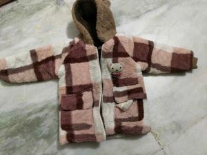 Girl Kids Cozy Bear Hooded Jacket