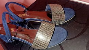 Shuz Touch Blue Rhinestone Heels Size 36
