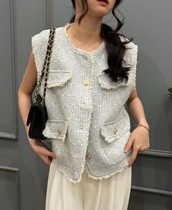 korean CHANEL-style tweed vest
