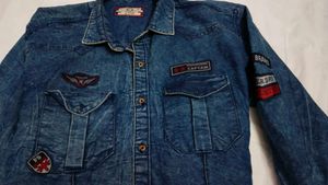 oversized Denim Patchwork Shirt🩵