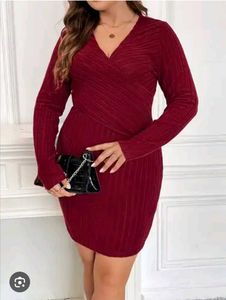Burgundy Ribbed Dress