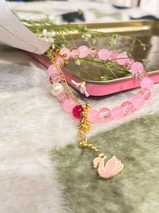 Pink Swan Charm Bracelet