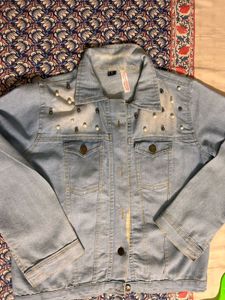 Pearl Embellished Denim Jacket