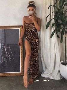 Lepord Print One Shoulder Slit Dress♥️