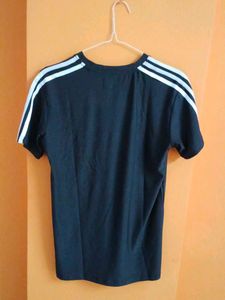 Adidas Black T-Shirt with White Stripes