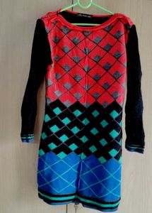 Funky Argyle Knit Mini Dress