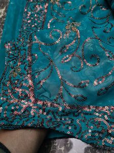 Sea Green Full Work Saree