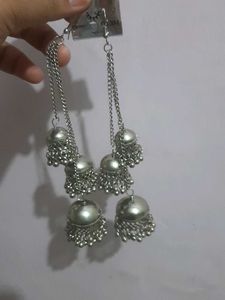 Preety Silver Colour Long Jhumkaas