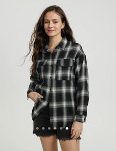 Oversized Black and White Plaid Flannel