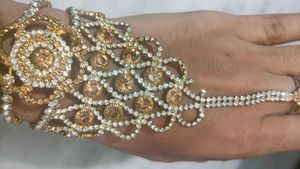Sparkling Rhinestone Gold Tone Hand Jewelry