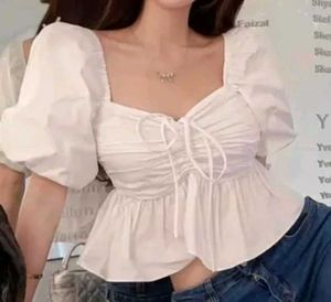 White Puff Sleeve Top