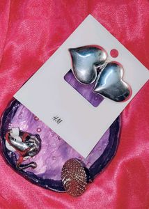 imported Silver Hoop &amp; Heart Earrings combo