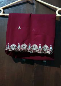 Embroidered Maroon Kurti Combo Two Piece Dress
