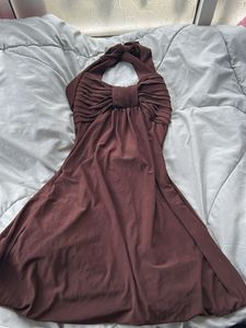 Brown Halter Mini Dress