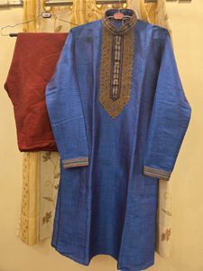 Blue Silk Kurta Set