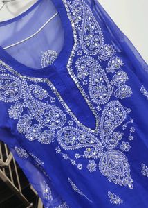 Hand Embroide Chikan Kurti With Peticot