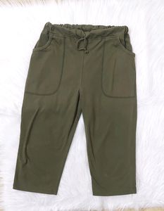 Olive Cotton Capri