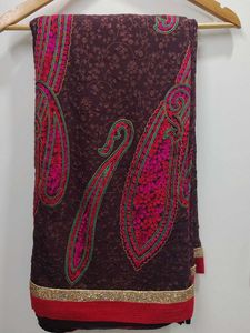Brown Embroidered Saree(THREAD WORK THROUGHOUT)