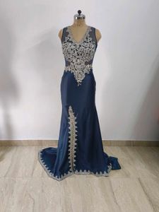 Navy Blue Embellished Gown
