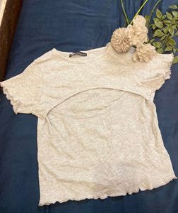 ( SALE) LIGHT GREY STRETCHABLE TOP