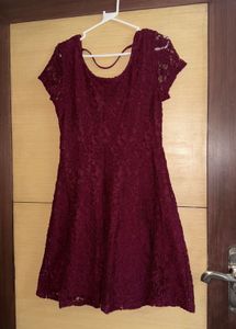 Ginger by lifestyle burgundy lacy Lace Dress Flare