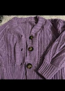 Lilac Knit Cardigan Sweater