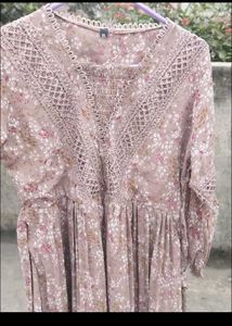 Unused Floral Print Dress with Lace Detail