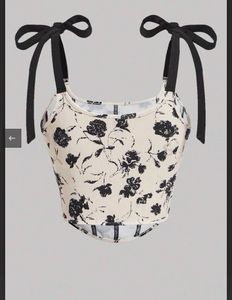 Black Floral Corset Top